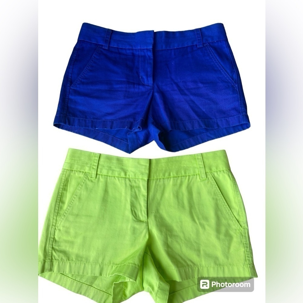 J .Crew womens dress/ casual shorts 2 pair royal blue & bright green siz…